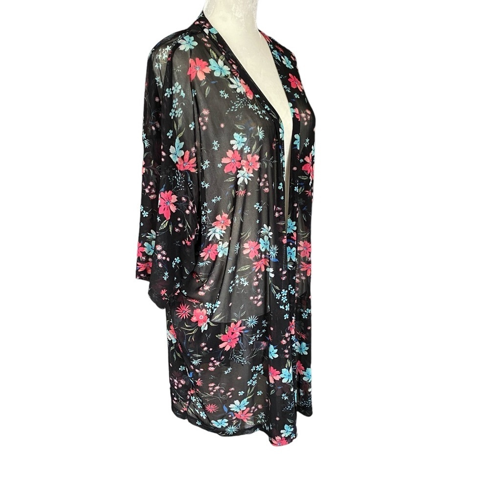 Lane Bryant women’s XXL black floral duster overpiece light and flowy